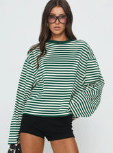 Bloom Long Sleeve Top Moss Stripe